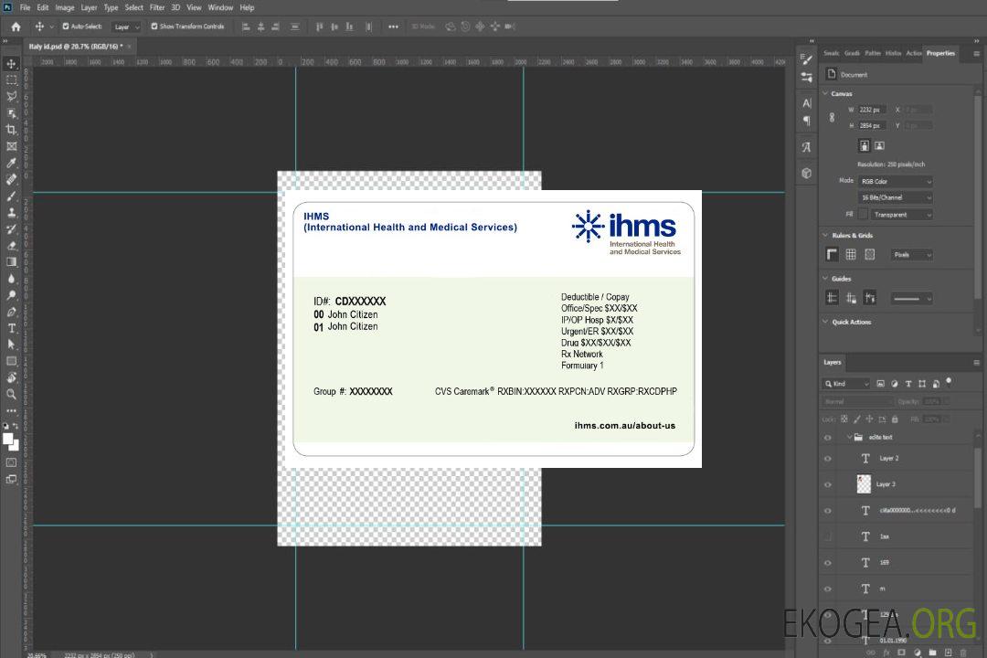 Carte d'assurance maladie de Nauru template